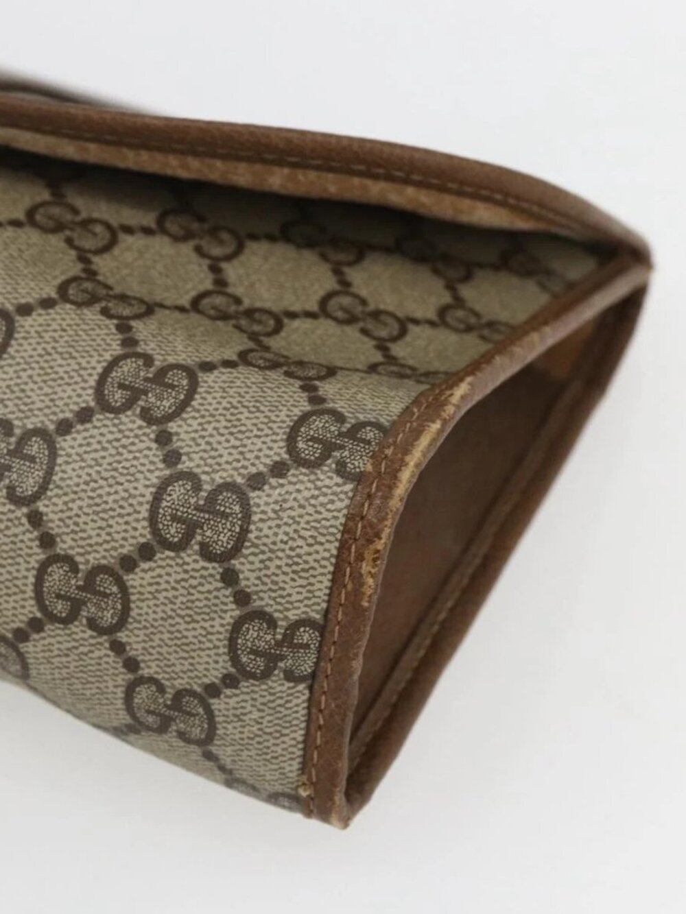 GUCCI GG Supreme Web Sherry Line Clutch Bag PVC Beige Gold 89 01 030 Auth ti3667 - Picture 8 of 16